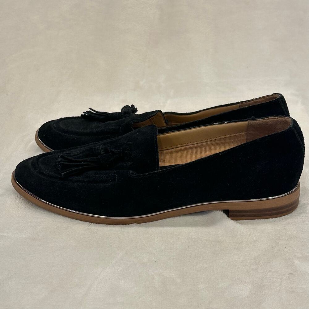 Franco Sarto Hilly Black Suede Loafer sz 7.5 Tassel Loafer Flats - Picture 6 of 7